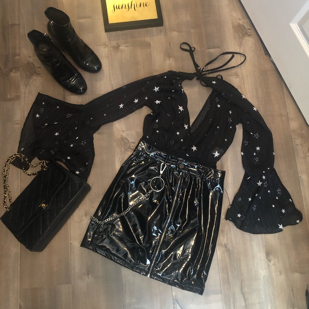 Never worn Nasty Gal Star gazing V neck body suit